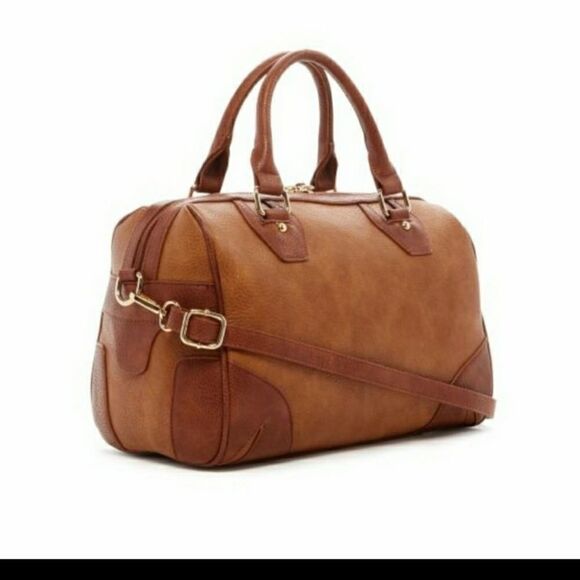Pink haley Kiara colorblock faux leather satchel camel - Picture 1 of 11